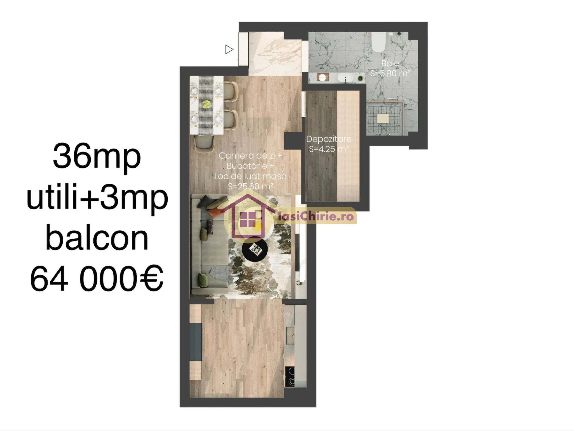 Apartament de vanzare cu o camera in Iasi, zona Valea Lupului - poza 1