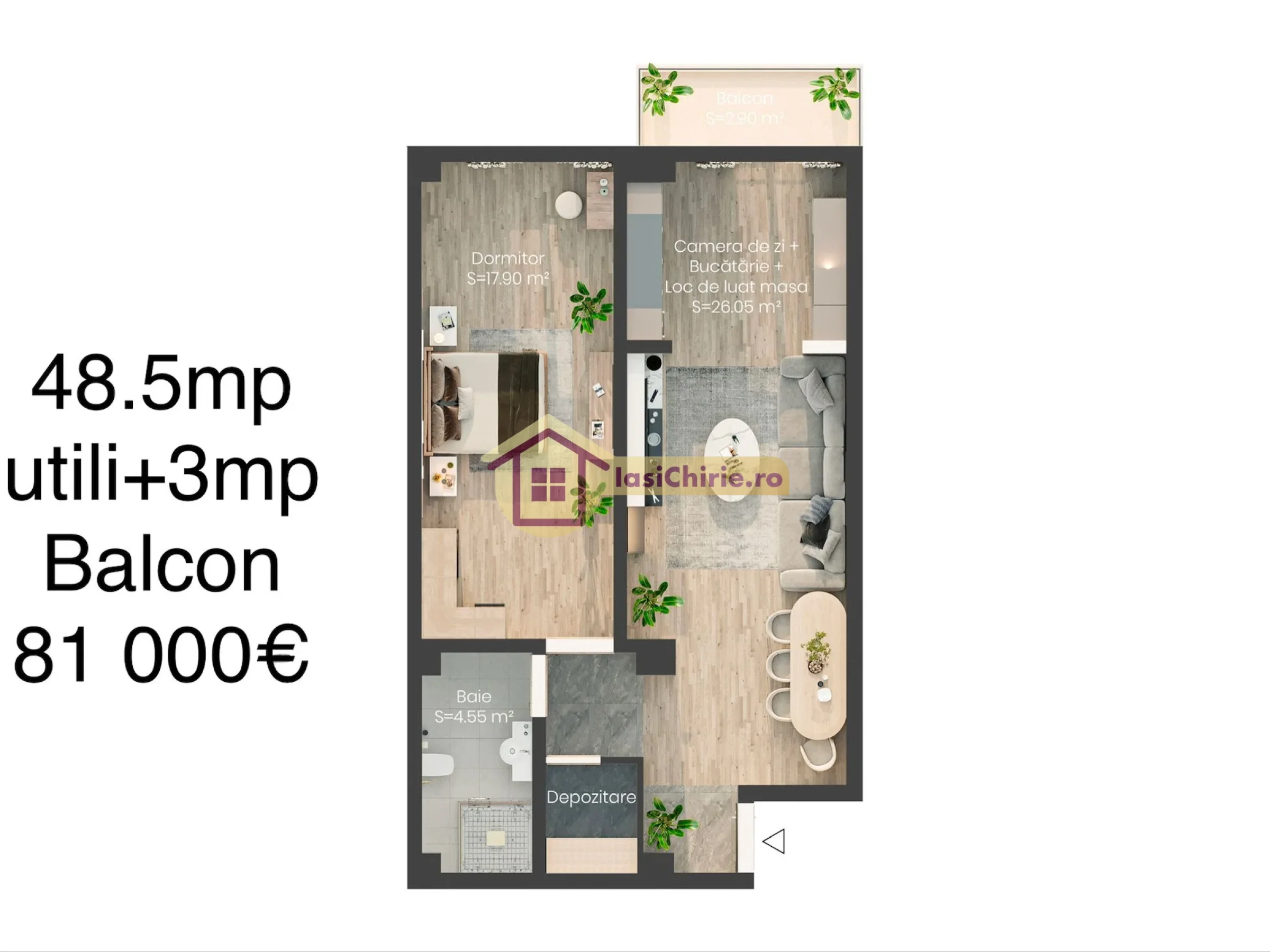 Apartament de vanzare cu 2 camere in Iasi, zona Valea Lupului - poza 3