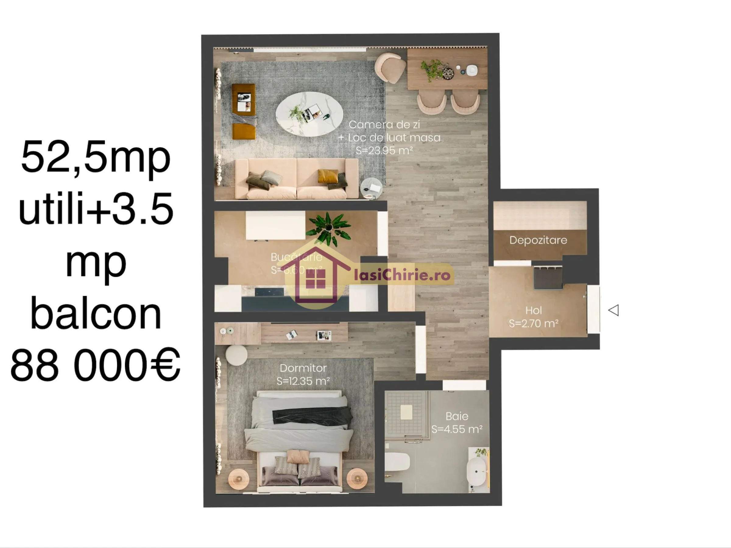 Apartament de vanzare cu 2 camere in Iasi, zona Valea Lupului - Poza 5